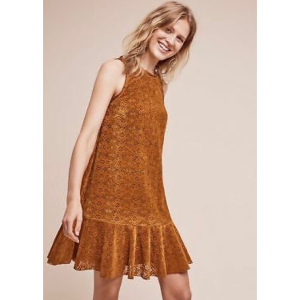 Anthropologie Maeve Velvet Amis Lace Dress